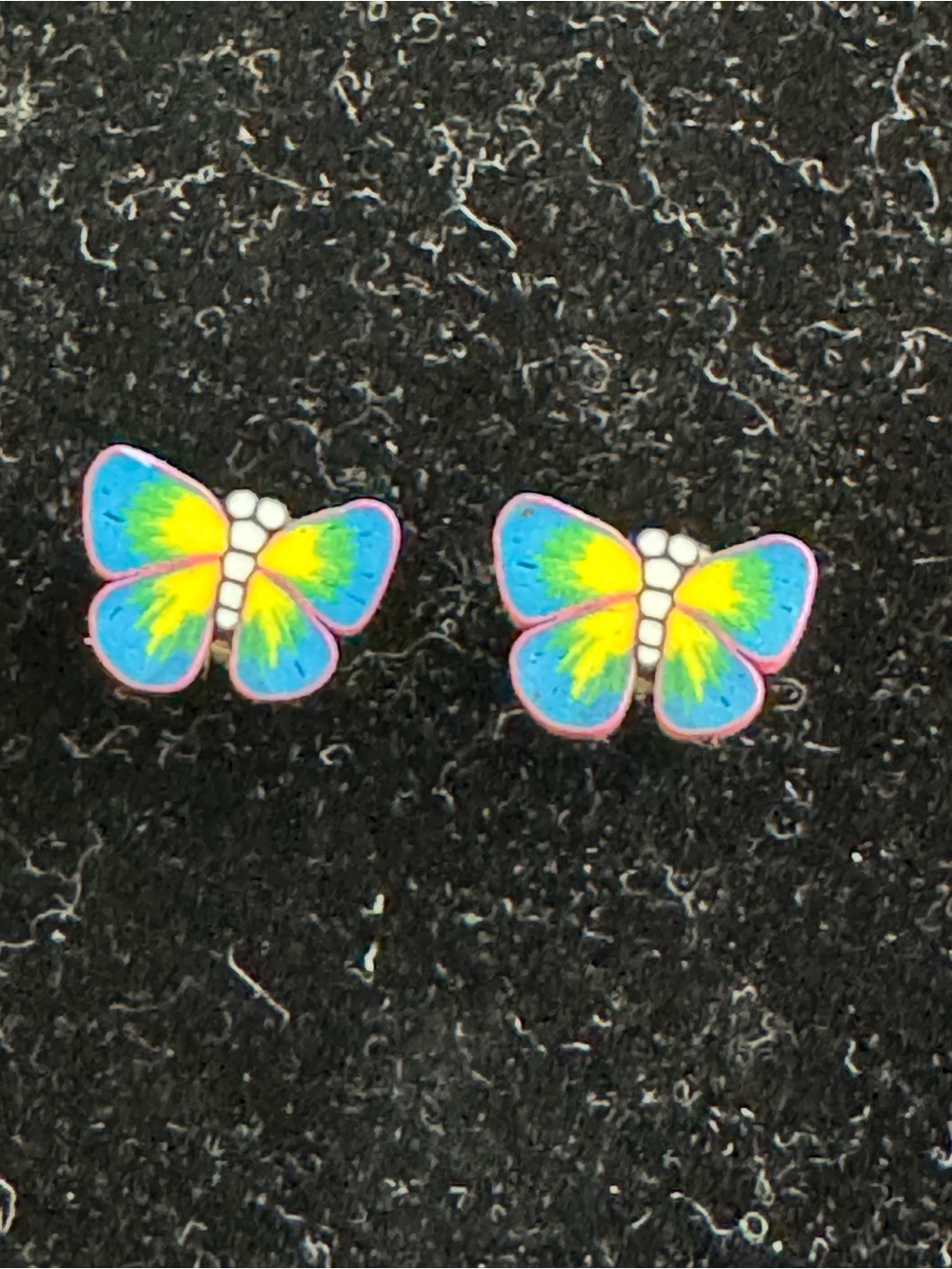 Colorful Butterfly Stud Earrings - Blue, Yellow, Pink